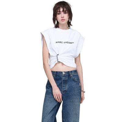 THE POP J MARC LOGO DRAPE SEAM TEE